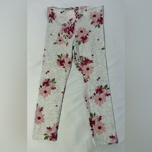 Carter’s Girls Floral Leggings Size 5 Pink Gray Cotton Stretch Pants